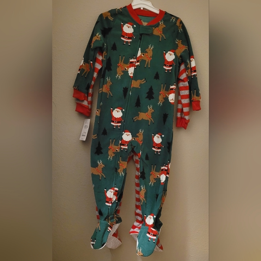 Carters Just One You Toddler Boys Santa Clause Footed Pajama Multi Size